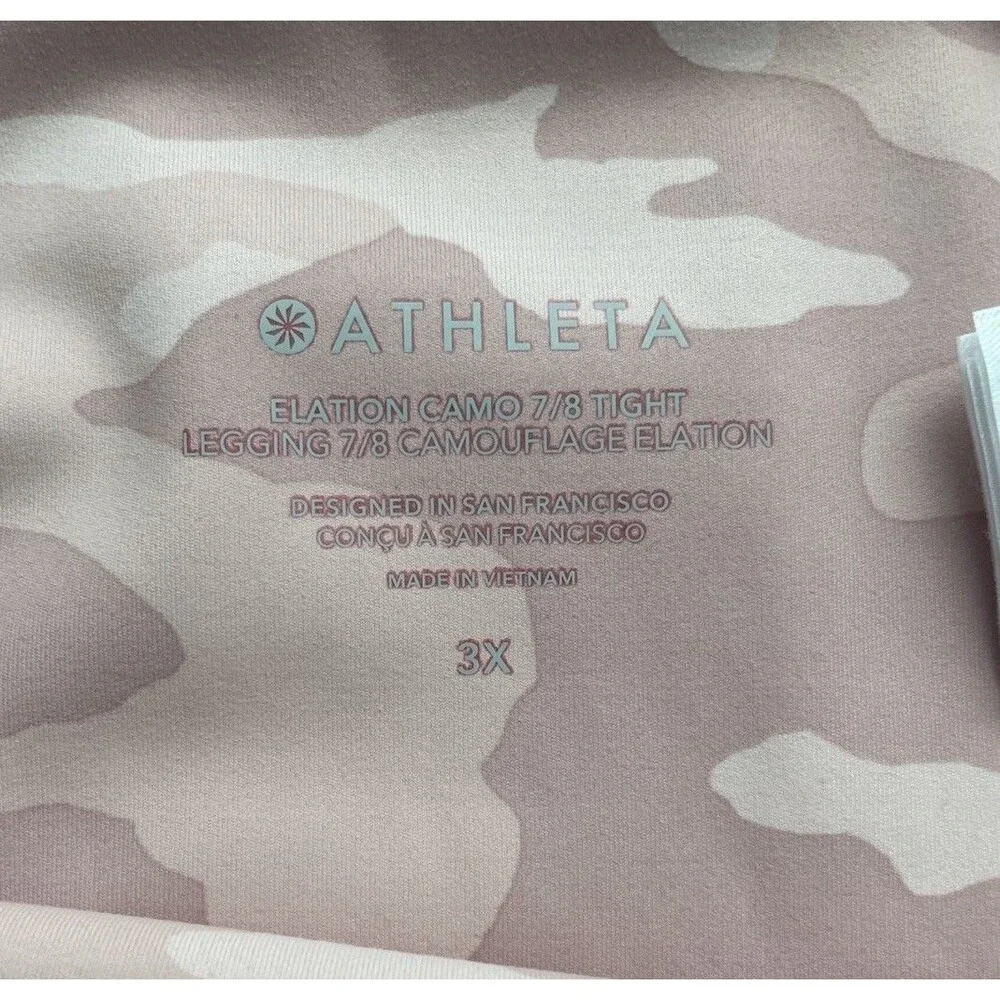 Athleta Elation Camo 7/8 Tight Size 3X Camo Lux Pink Yoga Pilates Walking - Picture 4 of 6